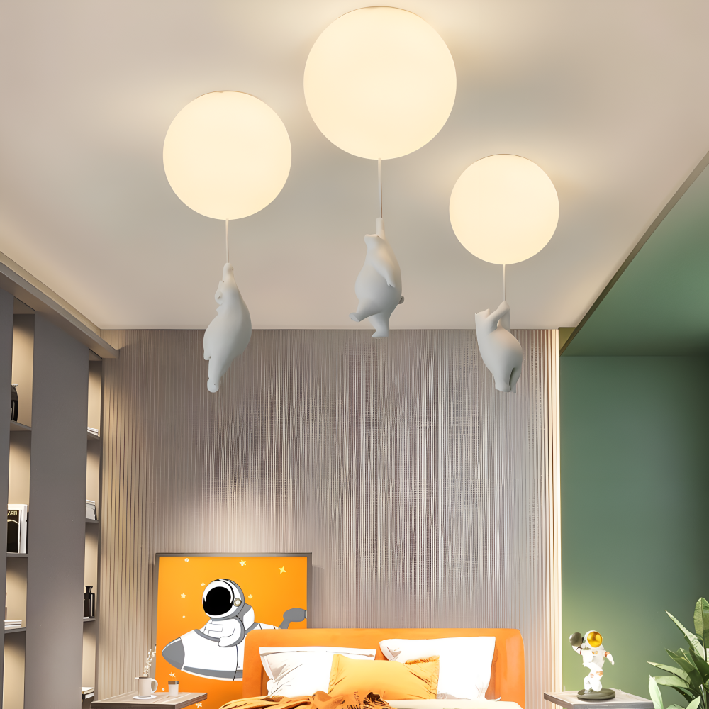 Lampa wisząca balon z misiem LED do pokoju dziecka