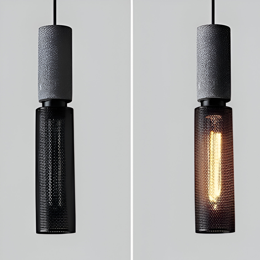 Lampa wisząca E27 z kamienia i aluminium industrialna