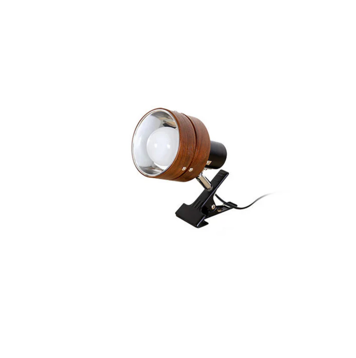 Regulowana lampa z klipsem z drewna i metalu