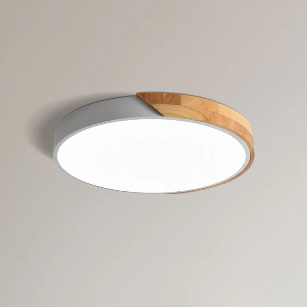 Drewniana lampa sufitowa LED w stylu skandynawskim