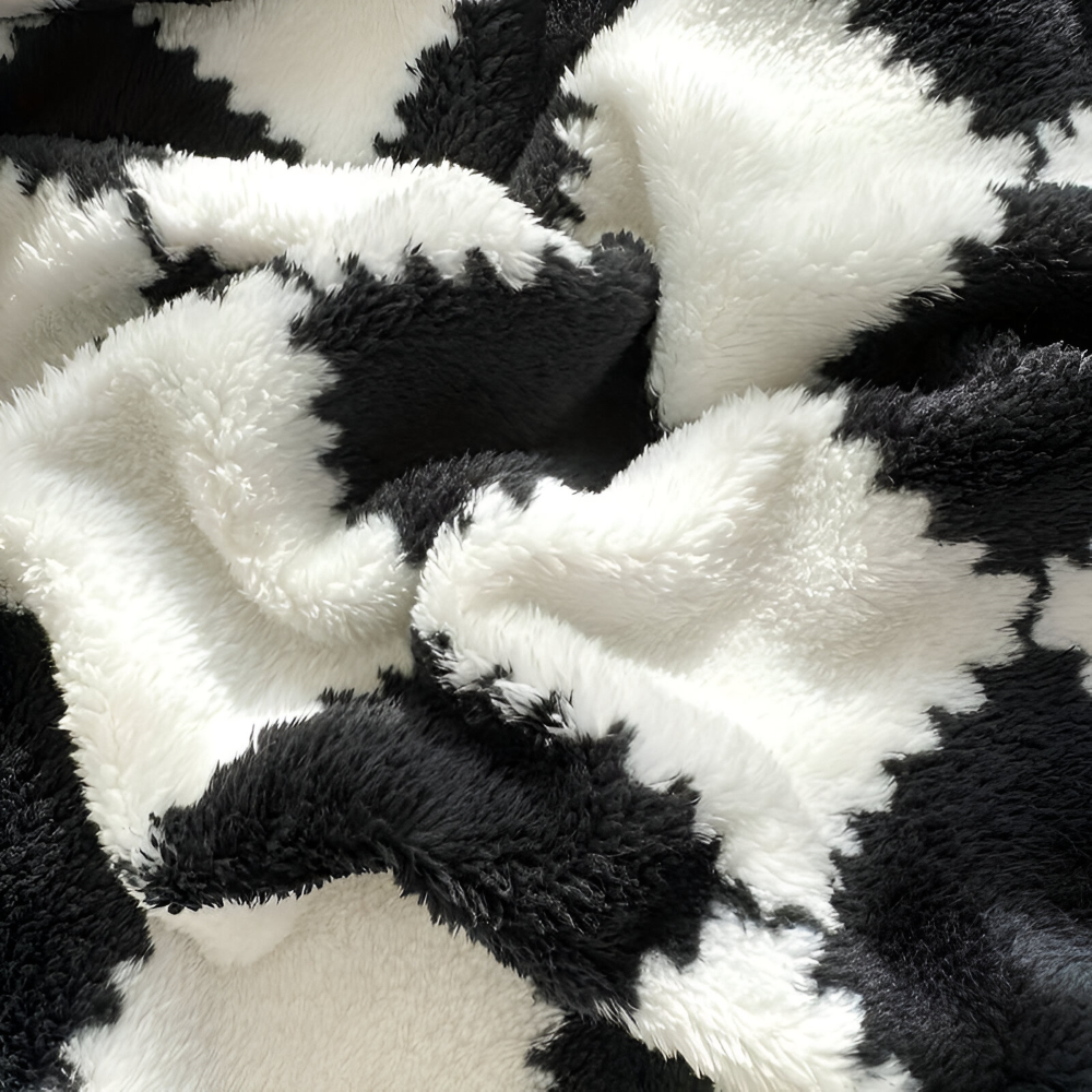 Kolorowy koc fleece w kratkę całoroczny miękki