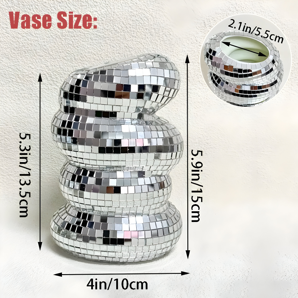 Wazon disco z lustrzaną mozaiką spiralny design