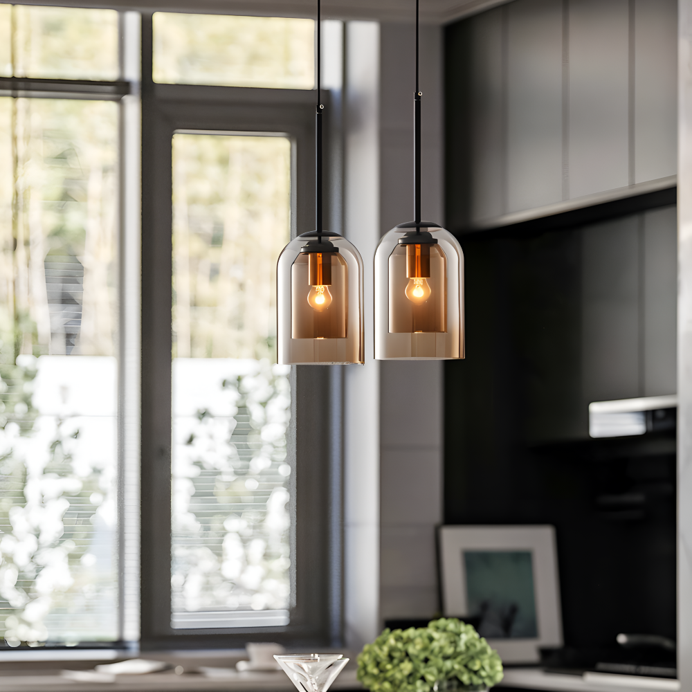 Lampa wisząca szklana podwójna do salonu