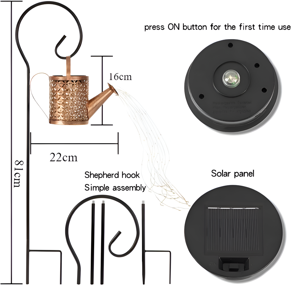 Solarna konewka LED do ogrodu z łańcuchem świetlnym