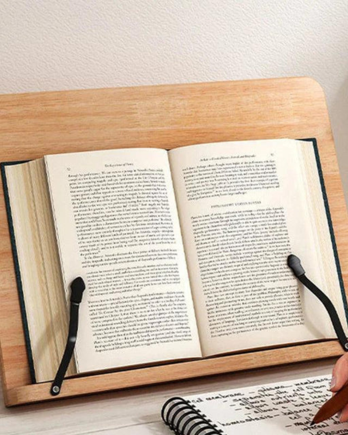 Drewniana podstawka pod książkę i tablet z regulacją
