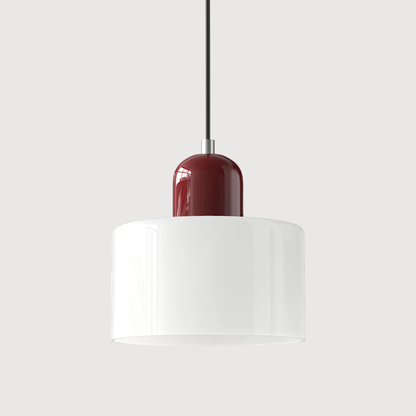 Retro lampa wisząca z pomarańczowym kloszem i zieloną oprawą