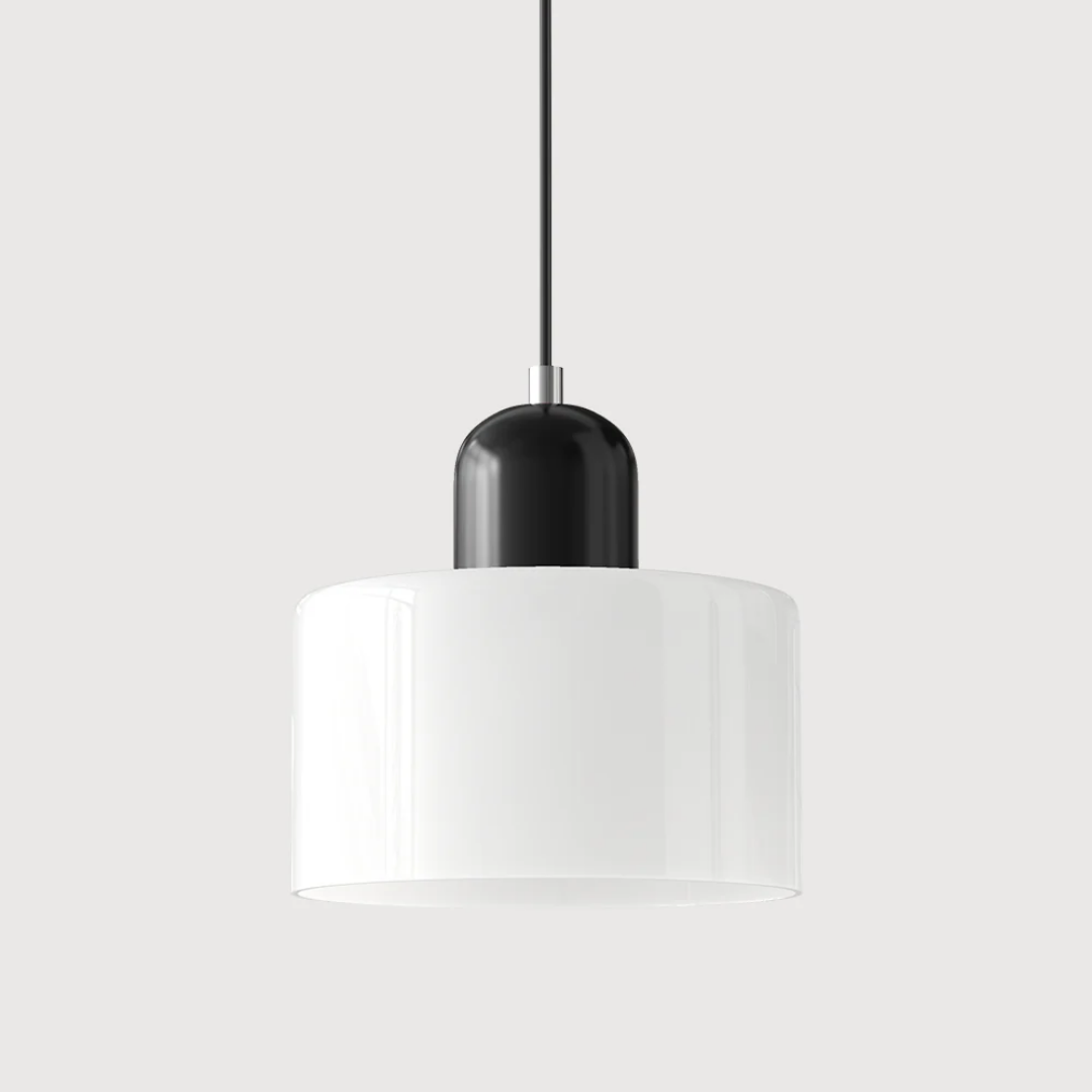 Retro lampa wisząca z pomarańczowym kloszem i zieloną oprawą