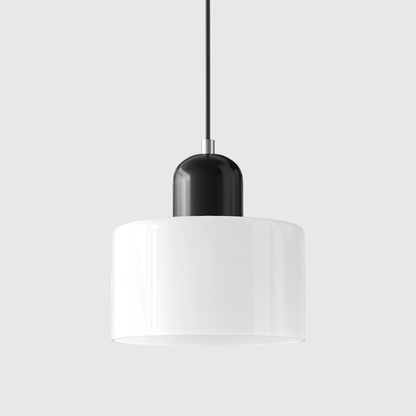 Retro lampa wisząca z pomarańczowym kloszem i zieloną oprawą