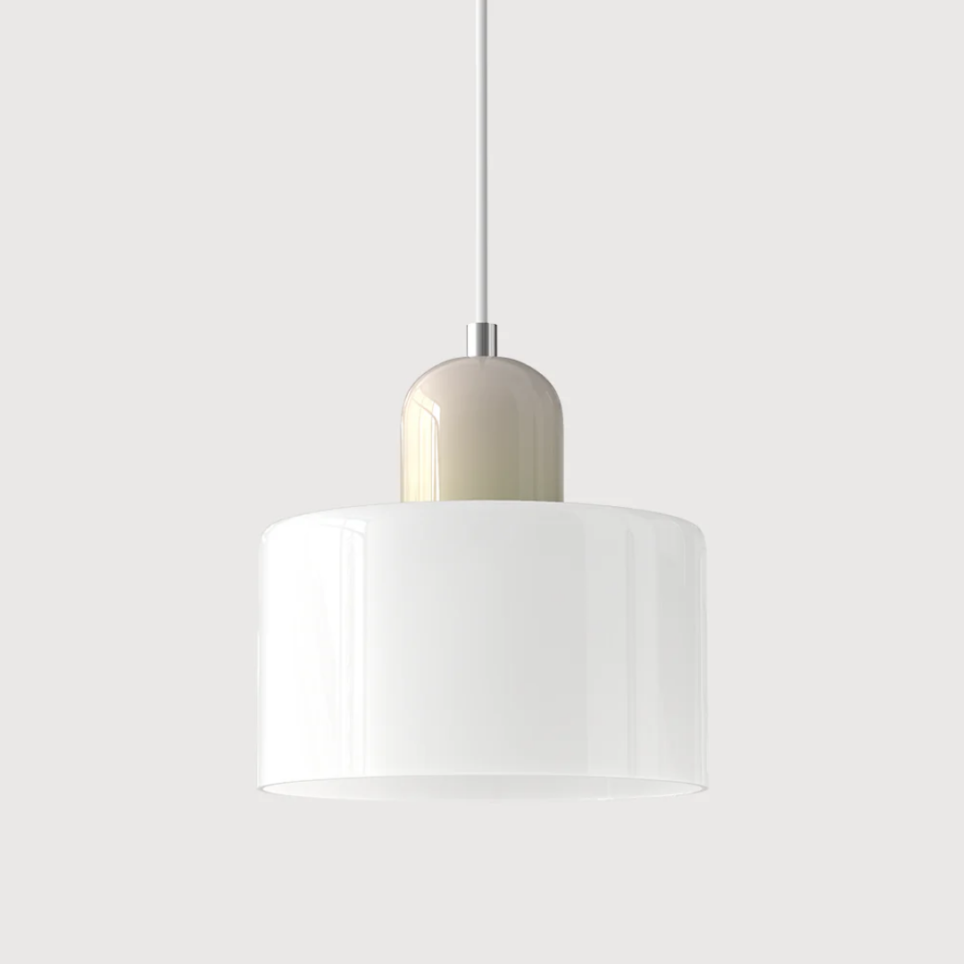 Retro lampa wisząca z pomarańczowym kloszem i zieloną oprawą