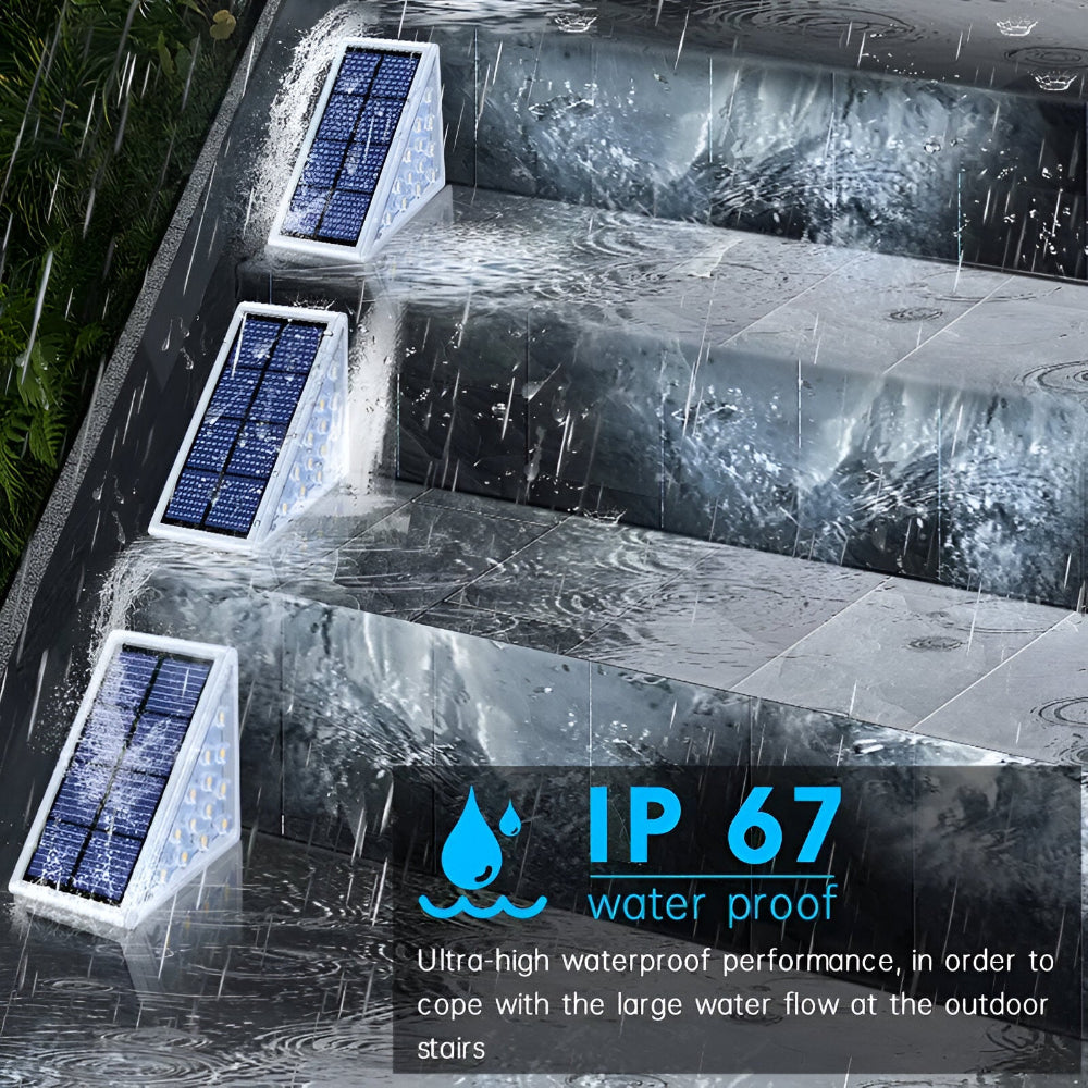 Trójkątne lampy solarne LED schodowe ogrodowe IP67