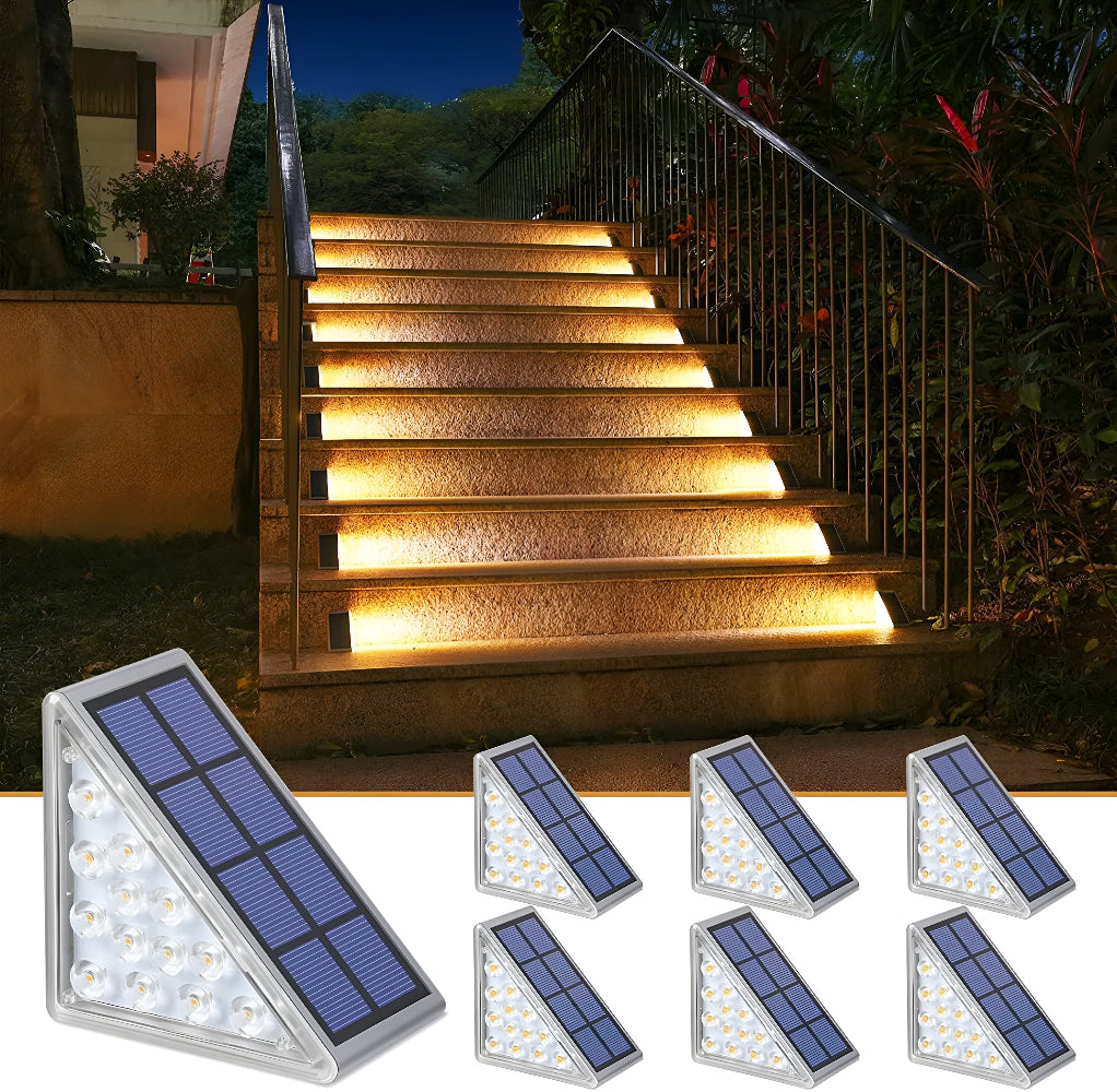 Trójkątne lampy solarne LED schodowe ogrodowe IP67