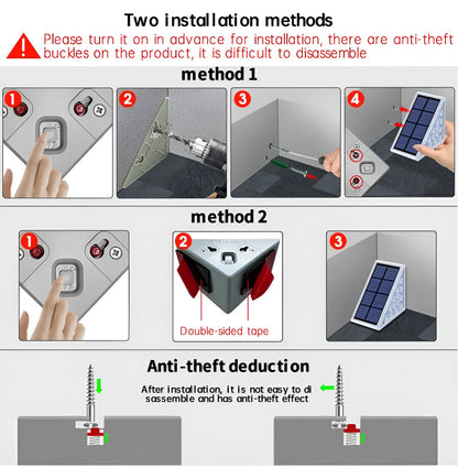 Trójkątne lampy solarne LED schodowe ogrodowe IP67