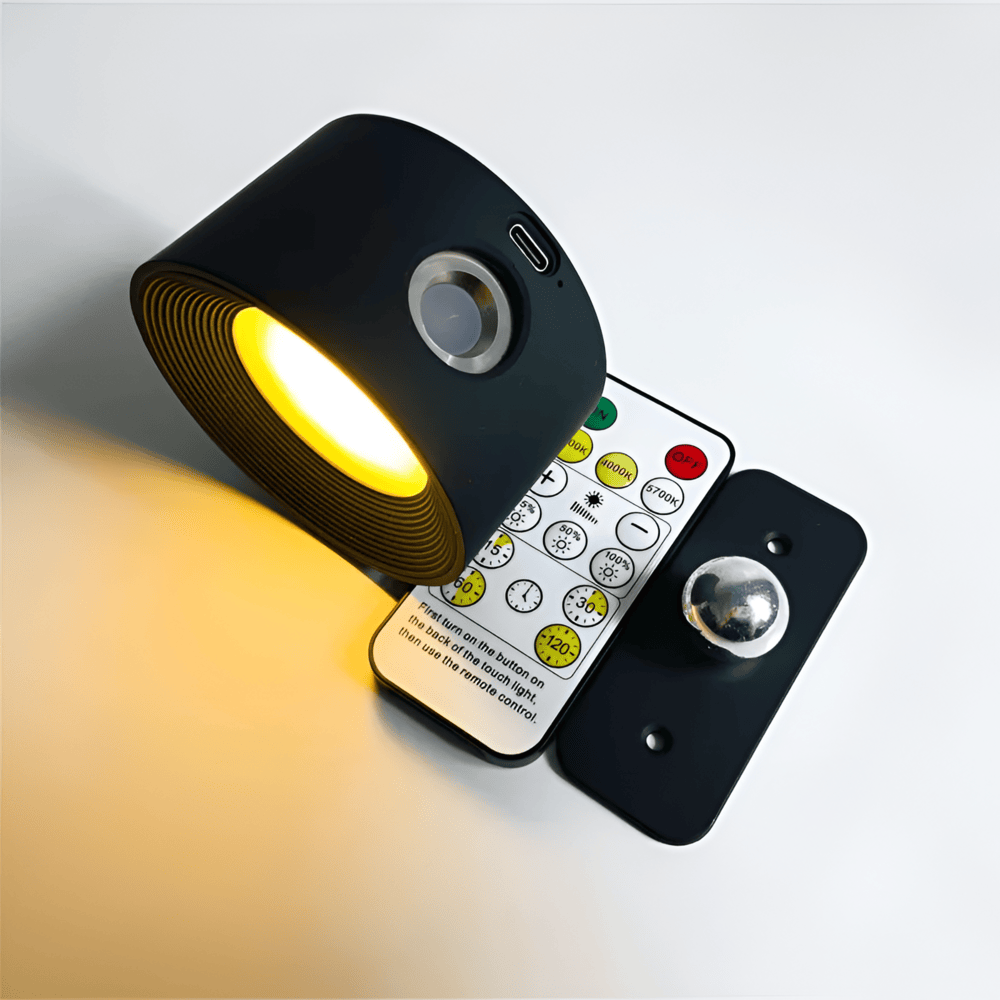 Bezprzewodowy kinkiet LED obrotowy 360° – lampa ścienna z dotykiem i USB
