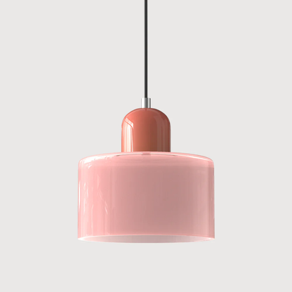 Retro lampa wisząca z pomarańczowym kloszem i zieloną oprawą