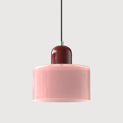 Retro lampa wisząca z pomarańczowym kloszem i zieloną oprawą