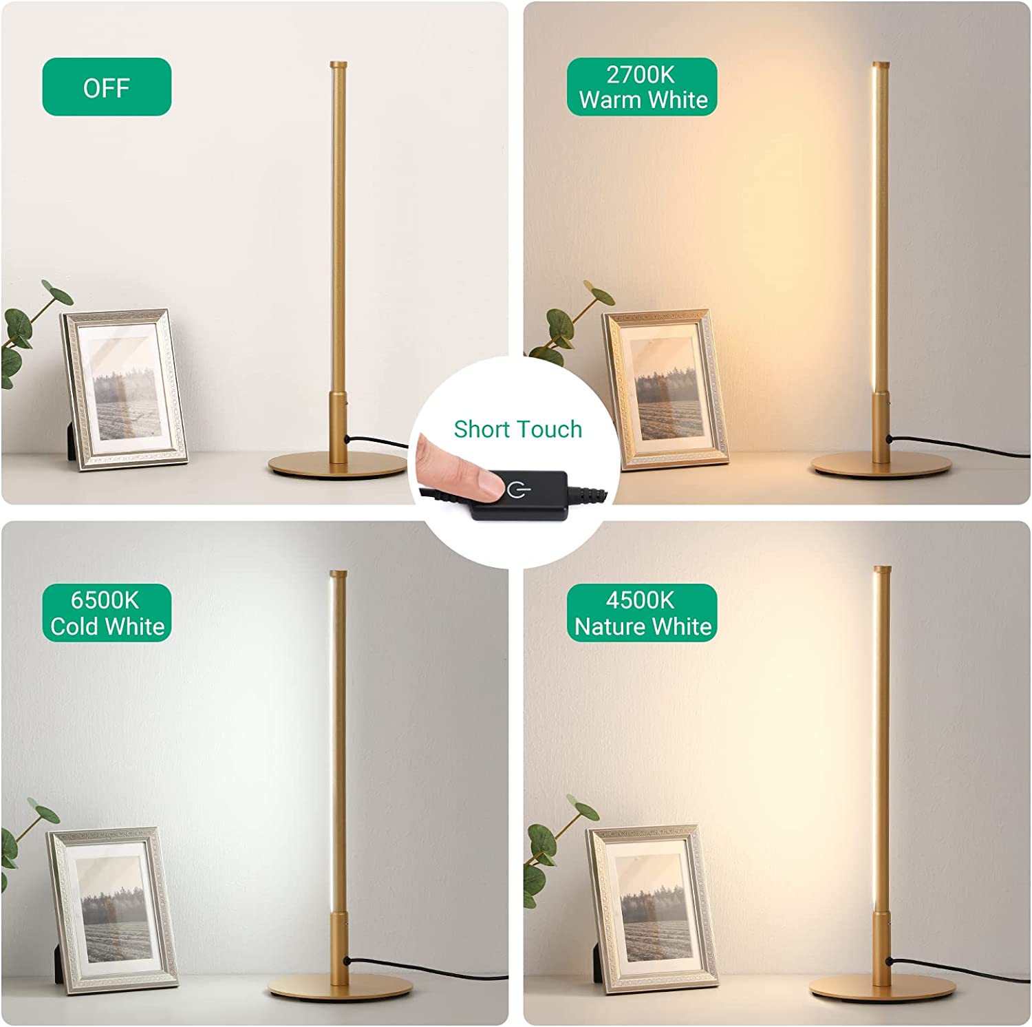 Lampa stołowa LED złota dotykowa 6W 550 lm