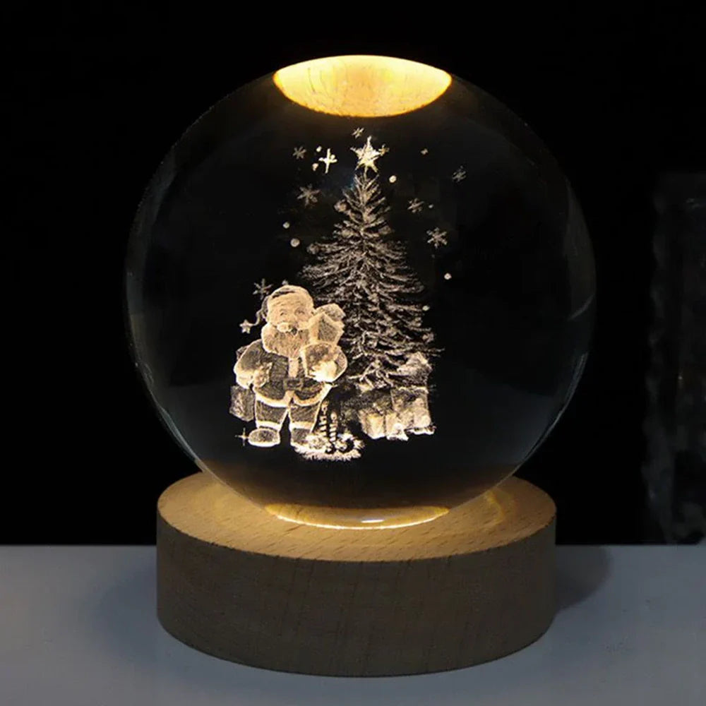 Lampka nocna 3D z kryształu z motywem kosmosu
