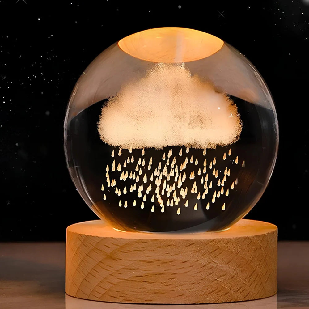 Lampka nocna 3D z kryształu z motywem kosmosu