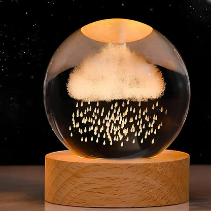 Lampka nocna 3D z kryształu z motywem kosmosu