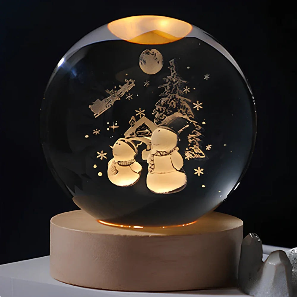 Lampka nocna 3D z kryształu z motywem kosmosu