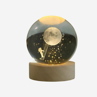 Lampka nocna 3D z kryształu z motywem kosmosu