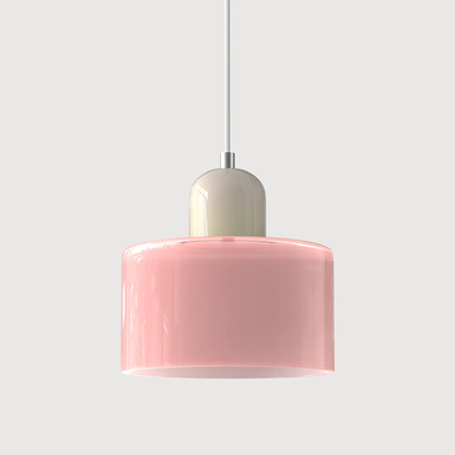 Retro lampa wisząca z pomarańczowym kloszem i zieloną oprawą