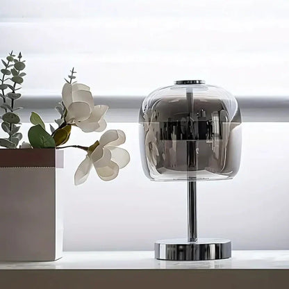Lampa stołowa LED z USB metal i szkło 27 cm