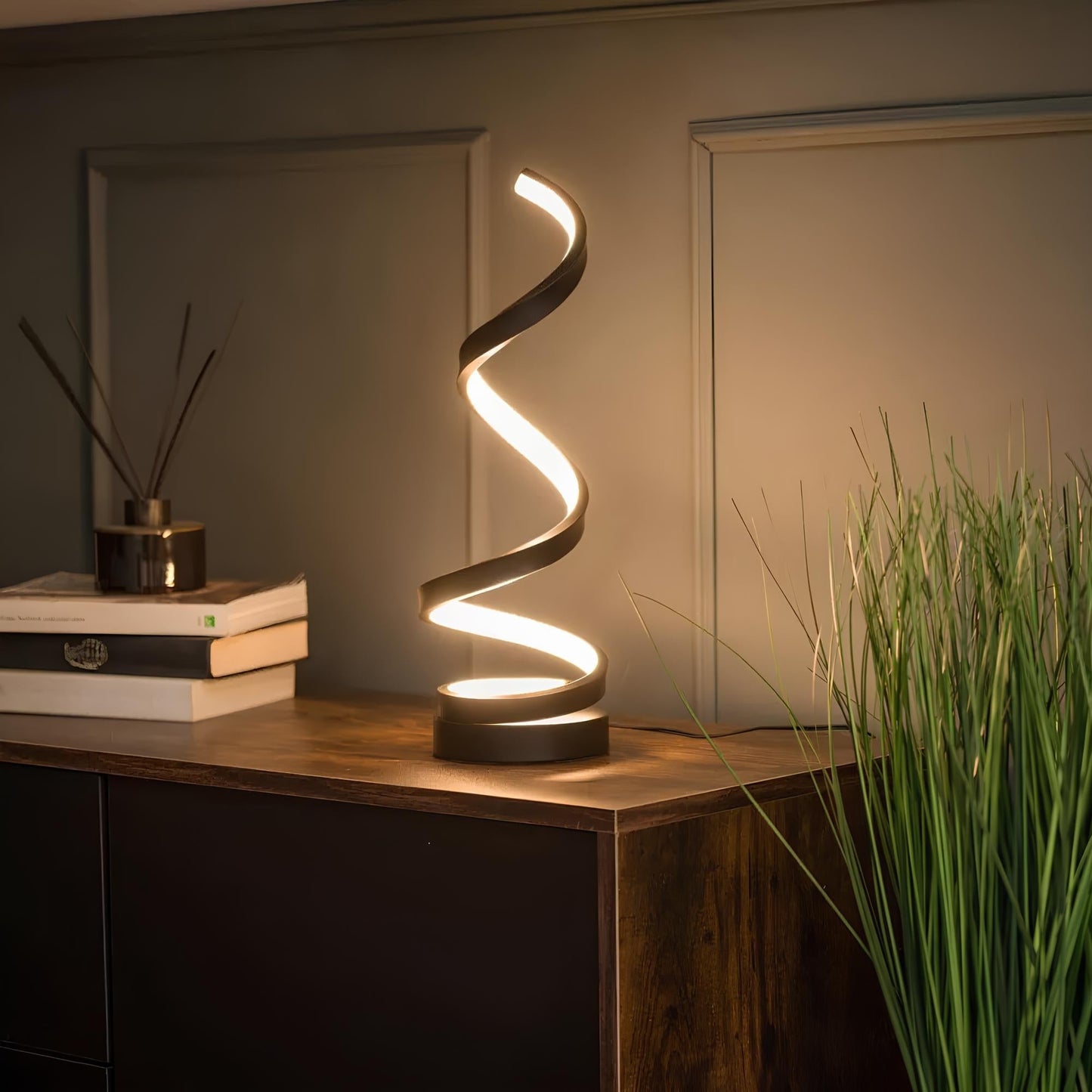 Lampa stołowa LED spiralna ściemniana USB