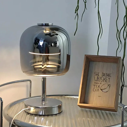 Lampa stołowa LED z USB metal i szkło 27 cm