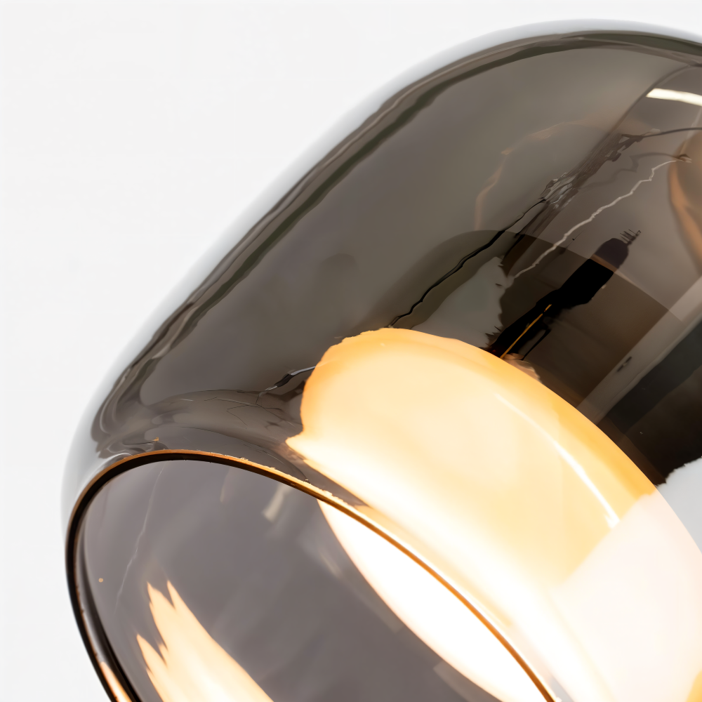 Szklana lampa wisząca do salonu w czarno-dymnym kolorze