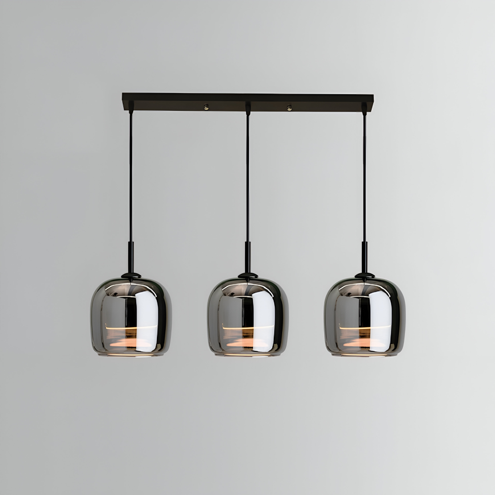 Szklana lampa wisząca do salonu w czarno-dymnym kolorze