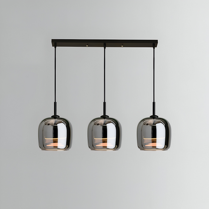 Szklana lampa wisząca do salonu w czarno-dymnym kolorze