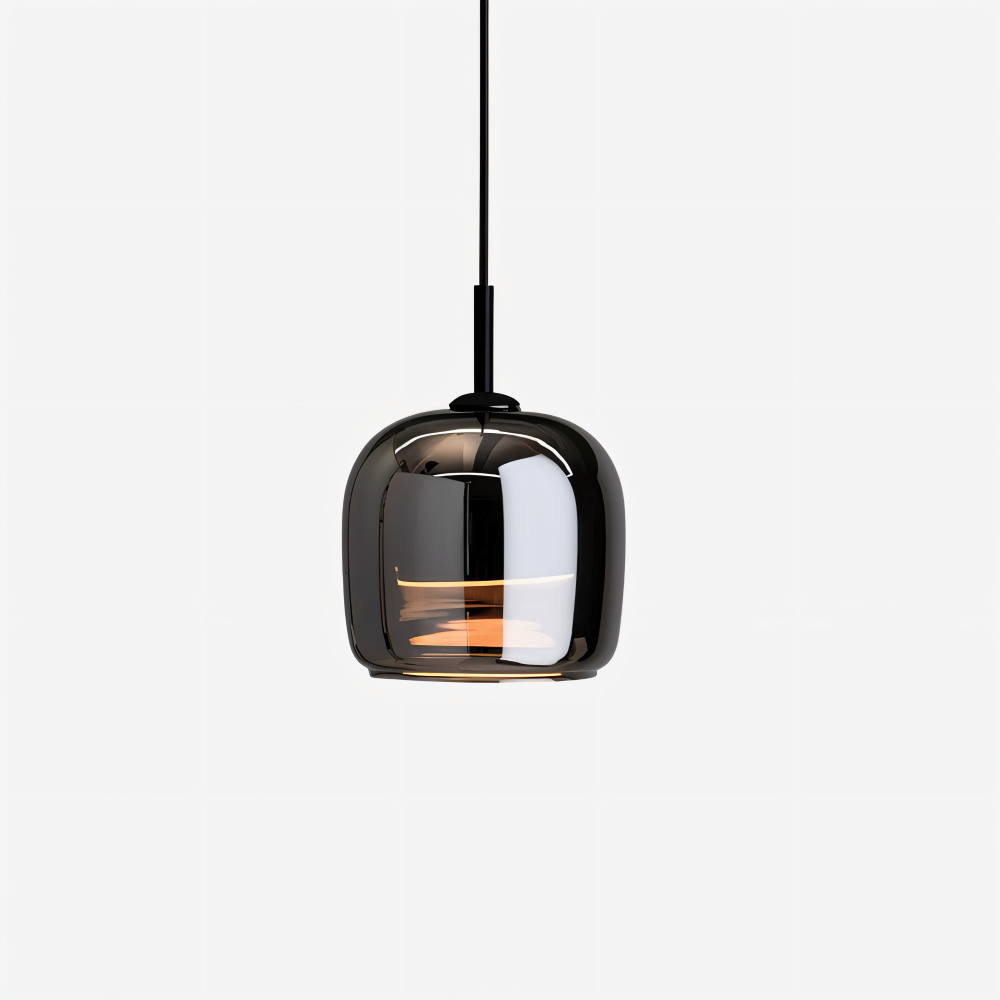 Szklana lampa wisząca do salonu w czarno-dymnym kolorze
