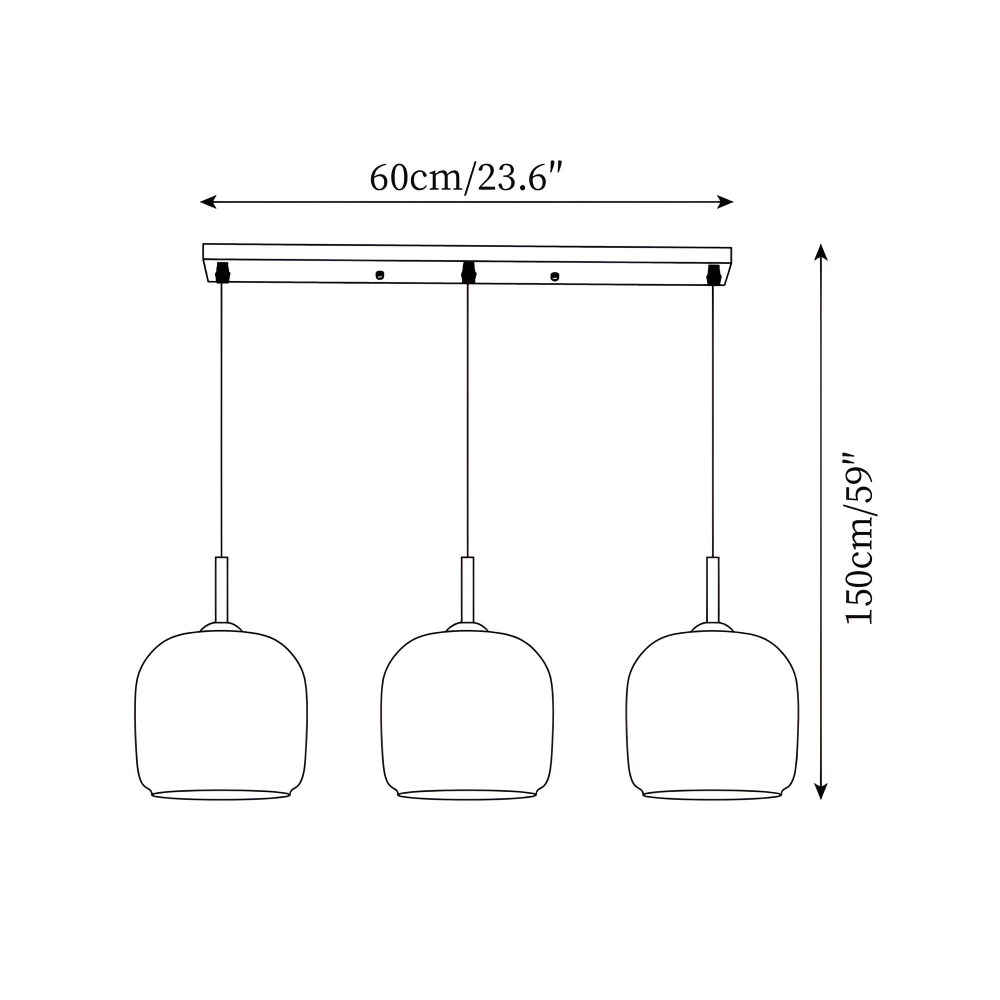 Szklana lampa wisząca do salonu w czarno-dymnym kolorze