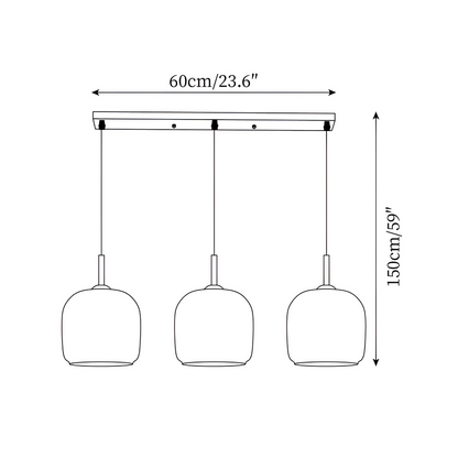 Szklana lampa wisząca do salonu w czarno-dymnym kolorze