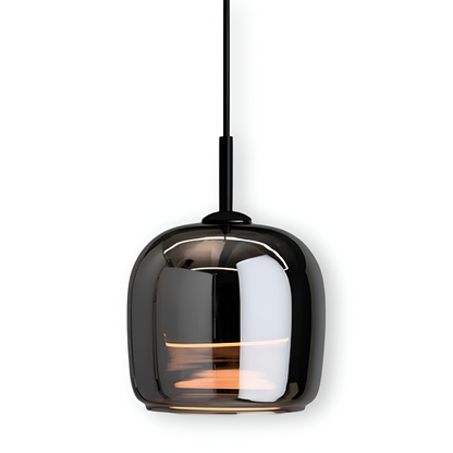 Szklana lampa wisząca do salonu w czarno-dymnym kolorze