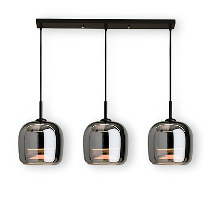 Szklana lampa wisząca do salonu w czarno-dymnym kolorze