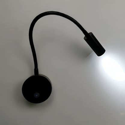 Czarna lampa ścienna LED z regulowanym ramieniem do czytania