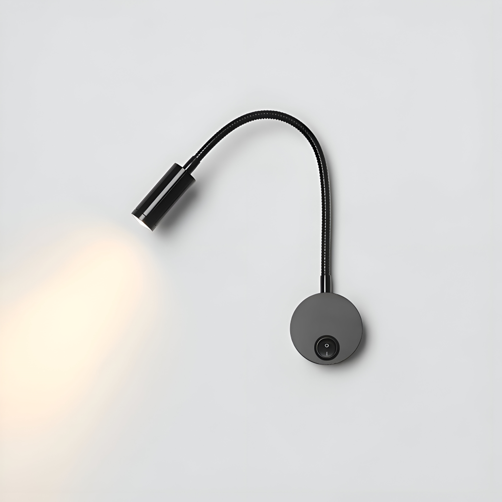 Czarna lampa ścienna LED z regulowanym ramieniem do czytania