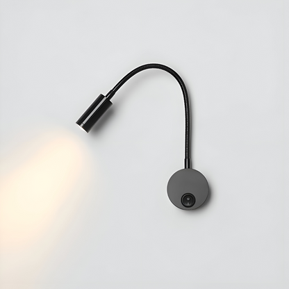Czarna lampa ścienna LED z regulowanym ramieniem do czytania