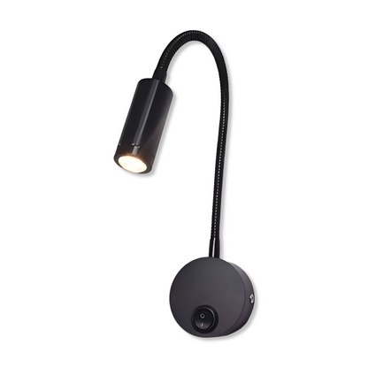 Czarna lampa ścienna LED z regulowanym ramieniem do czytania