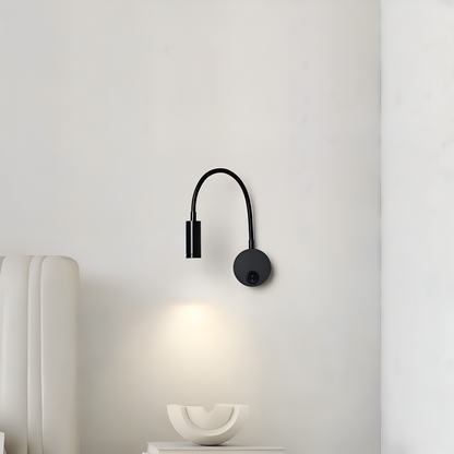 Czarna lampa ścienna LED z regulowanym ramieniem do czytania