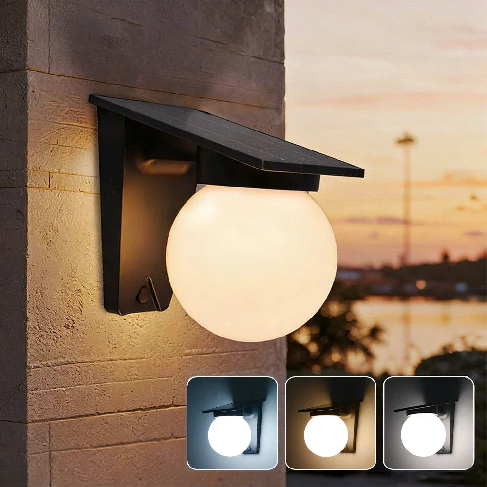 Solarna lampa ścienna LED z trzema barwami światła