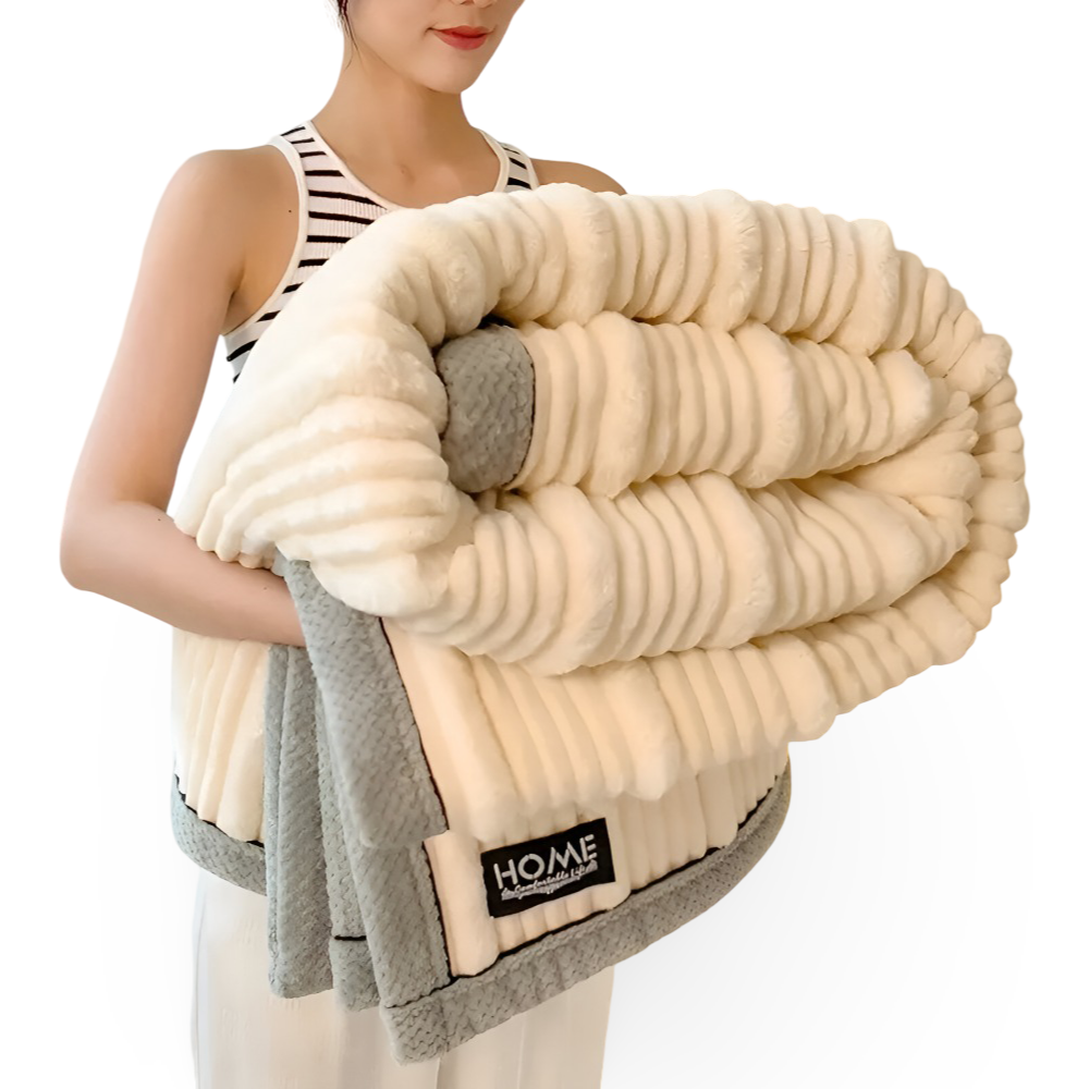 Koc polarowy vintage w paski 150/180/200 cm