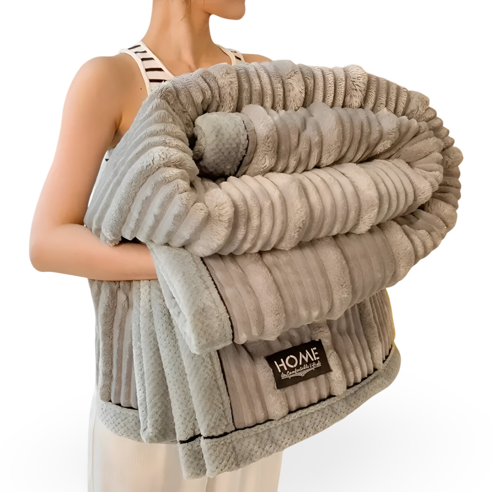 Koc polarowy vintage w paski 150/180/200 cm