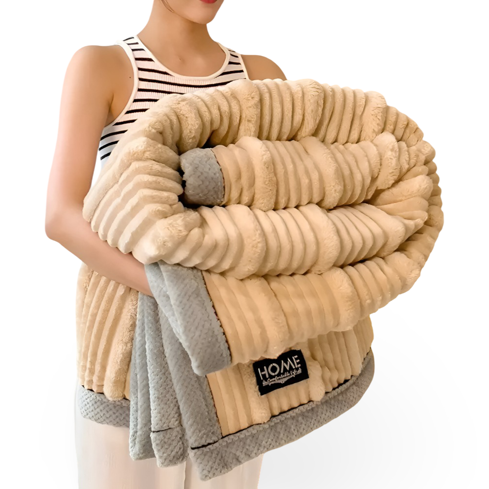 Koc polarowy vintage w paski 150/180/200 cm