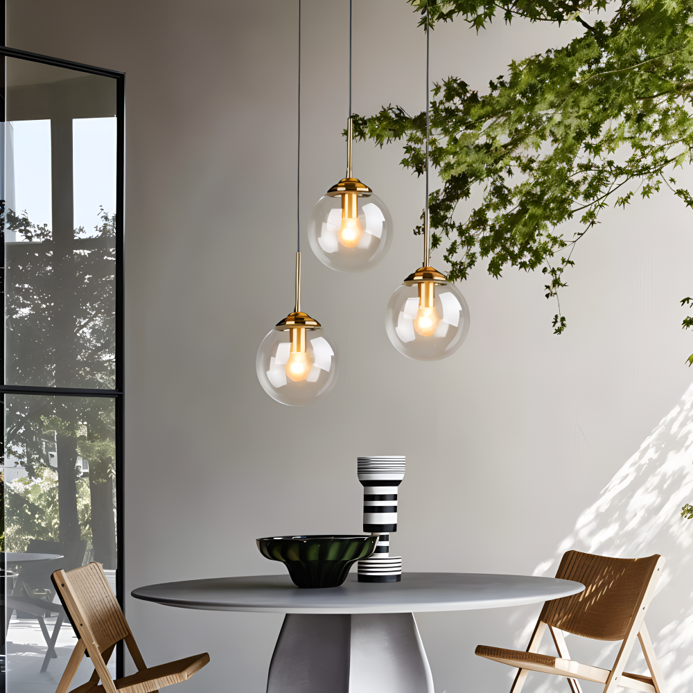 Szklana lampa wisząca LED do jadalni i salonu