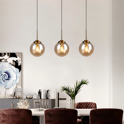 Szklana lampa wisząca LED do jadalni i salonu