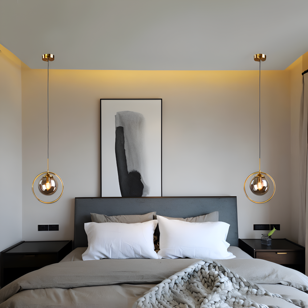 Szklana lampa wisząca LED do jadalni i salonu