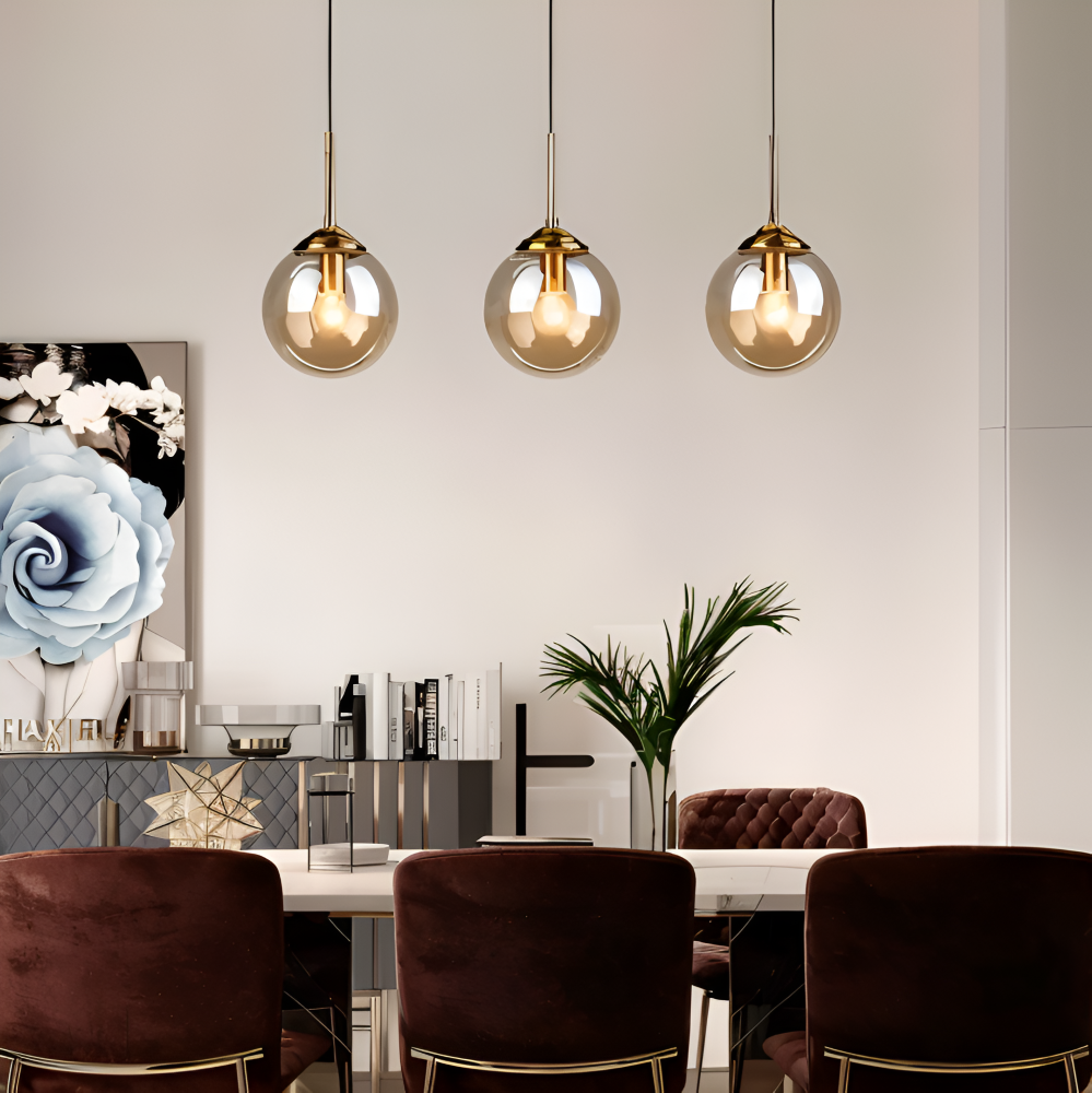 Szklana lampa wisząca LED do jadalni i salonu